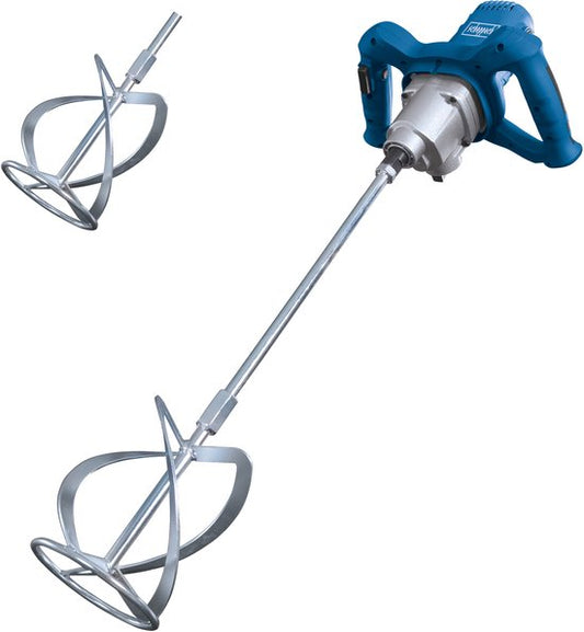 Scheppach Beton- en Verfmixer PM1600 - 1600W - Verfmenger en cementmenger - Variabele snelheid tot 780 r/min - M14 koppeling - Incl. 1x rechtsdraaiende mixer & 1x linksdraaiende mixer