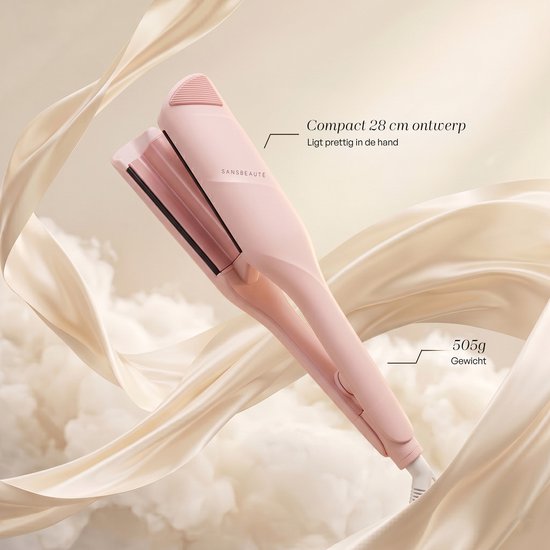Sansbeauté® Wave Krultang 32mm - Wafeltang - Keramische Haarkruller Beach Waves - Mermade Hair Waves - Mermaid Waves Krultang - Wavy Hair - Krultangen - The Waver - Haarstyler Hair Curler - Dunne en Dikke Crimper