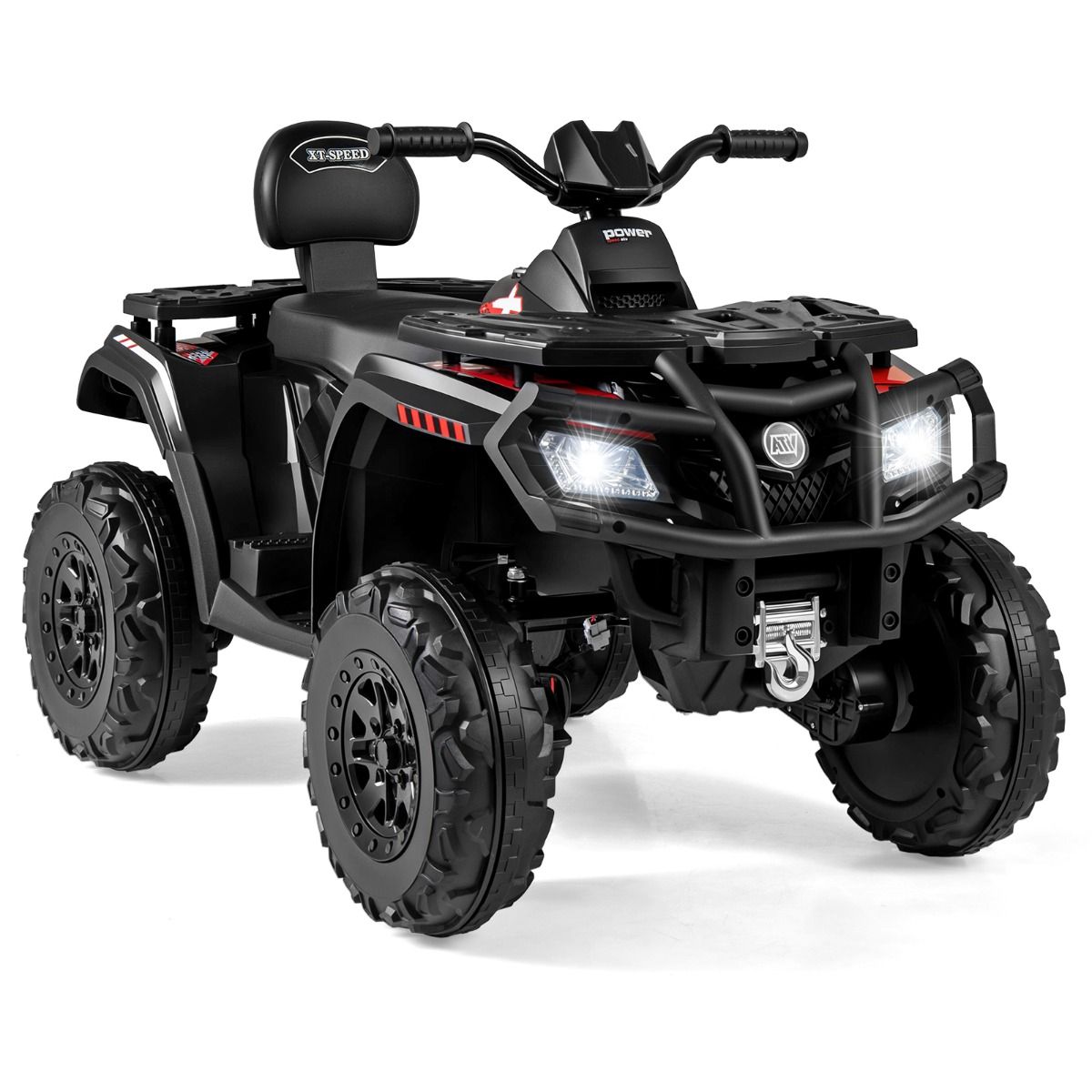 Coast elektrische kinderquad - 2 zitplaatsen - 4 motoren - zwart