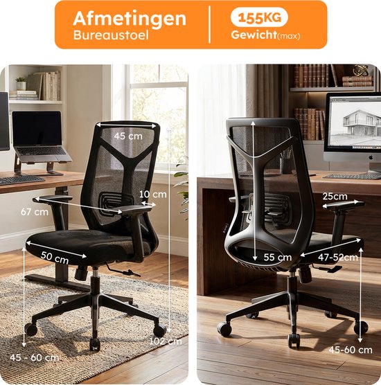Roveo Ergonomische Bureaustoel - Office Gaming Chair - Volwassenen Game Stoel - Gamestoel - Zwart