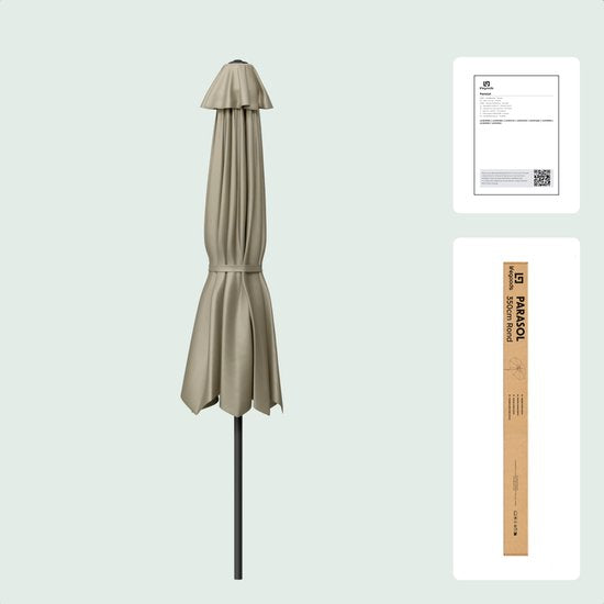 LifeGoods Parasol - Tuin - Ø350 cm - 30° Kantelbaar - Waterdicht - UPF50+ - Taupe