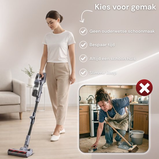 Vesora® 3-in-1 Buigbare Steelstofzuiger Draadloos zonder Zak - FLEX - Draadloze Stofzuiger - Kruimeldief Snoerloos - Vacuum Cleaner - Handstofzuiger - Stofzuiger Steel met Hepa Filter - Stofzuiger Huisdieren - Zakloze Stofzuiger