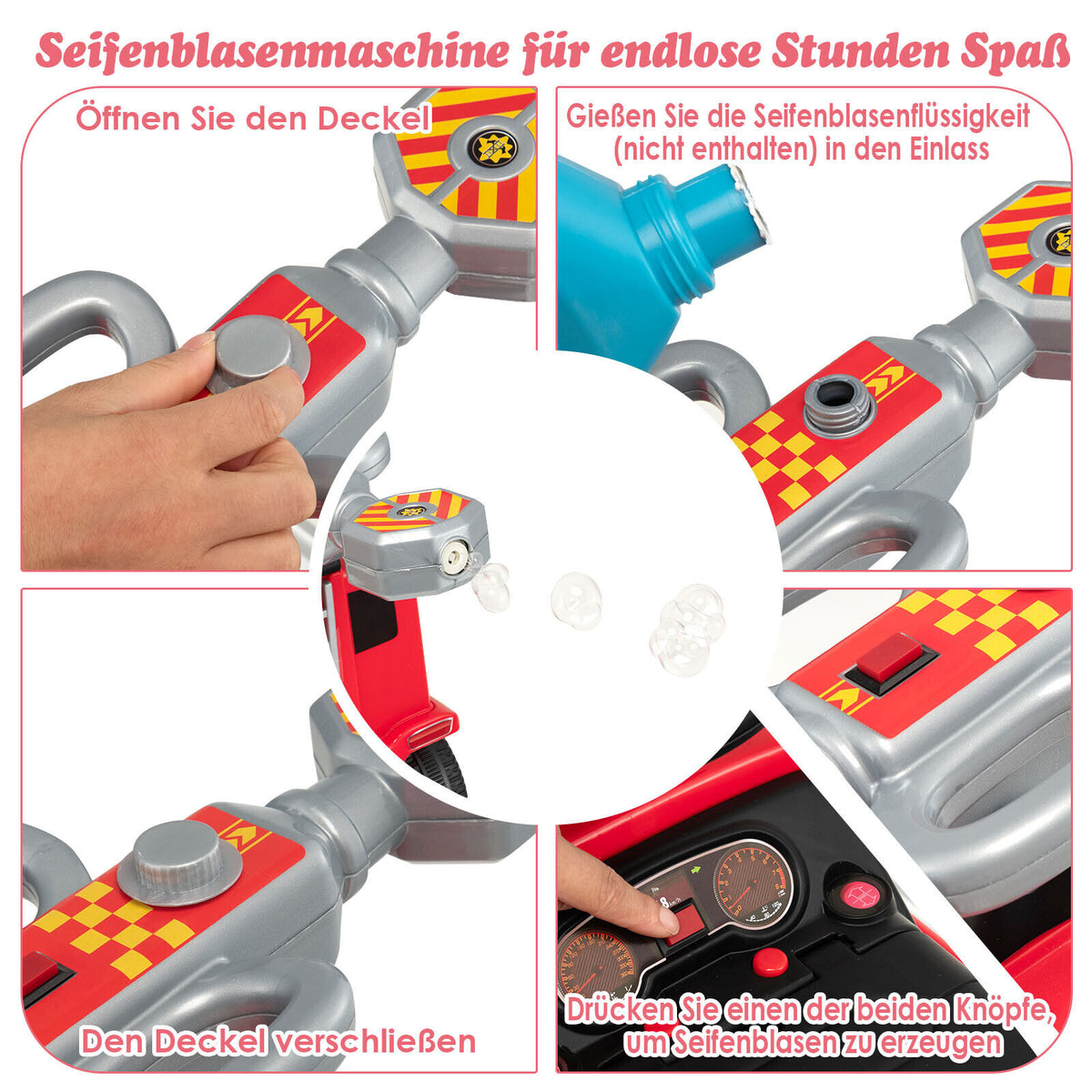 Coast Children's Fire Motor met zeepbelpistool voor kinderen van 18-36 maanden rood