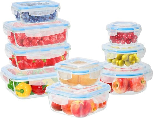 KitchenBrothers Meal Prep Bakjes - Vershoudbakjes Set - Luchtdicht - BPA Vrij - Glas - 9 Stuks