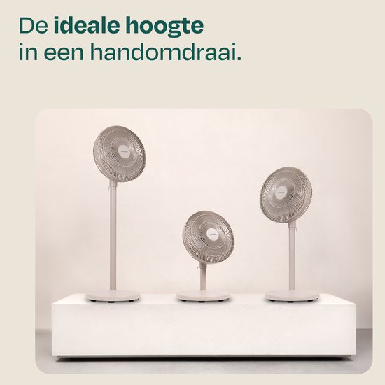 VONROC Vloerventilator - 3 snelheden – incl. afstandsbediening - timer - verstelbaar in 3 hoogtes - beige