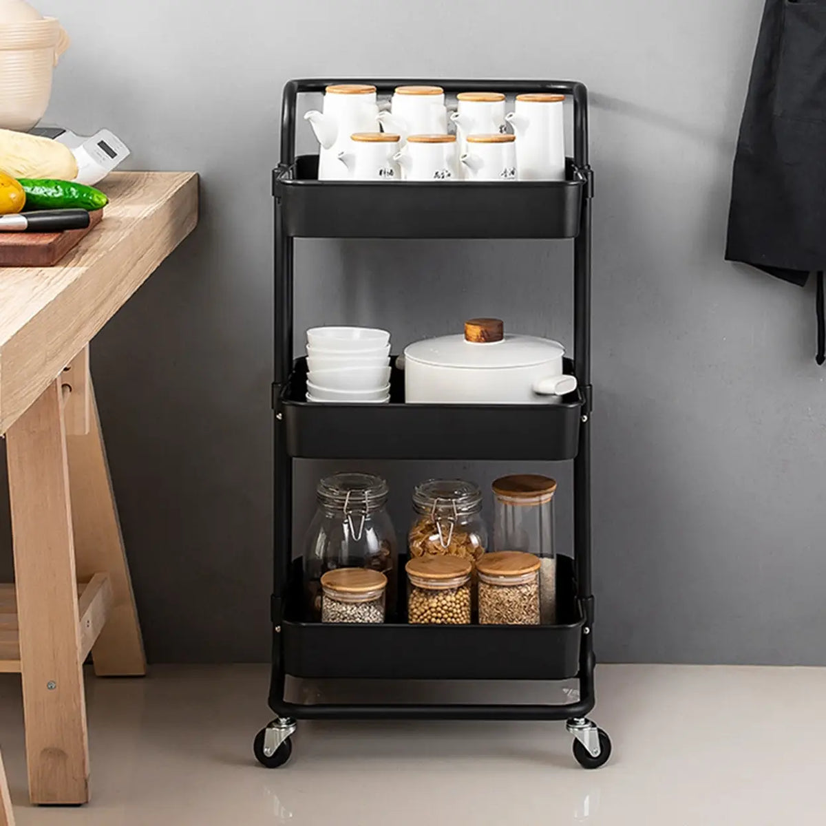 Maxcook Opbergrek 3 Laags - Keukenrek - Zwart