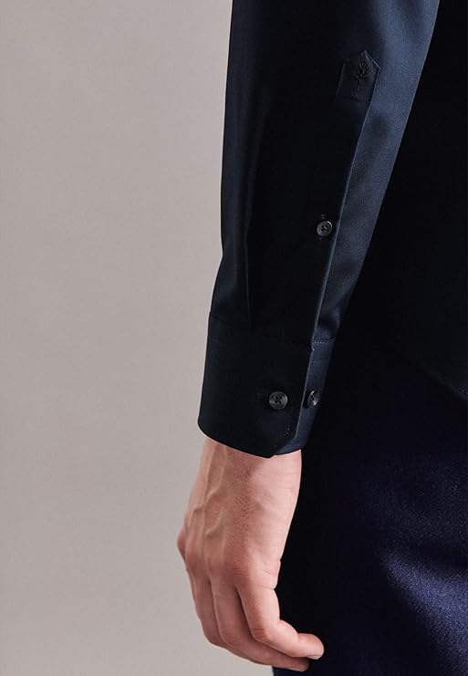 seidensticker Business Hemd Slim Fit Bügelfrei Kent Langarm heren Businesshemd (1-Pack) -  Maat 42 - Navy blauw