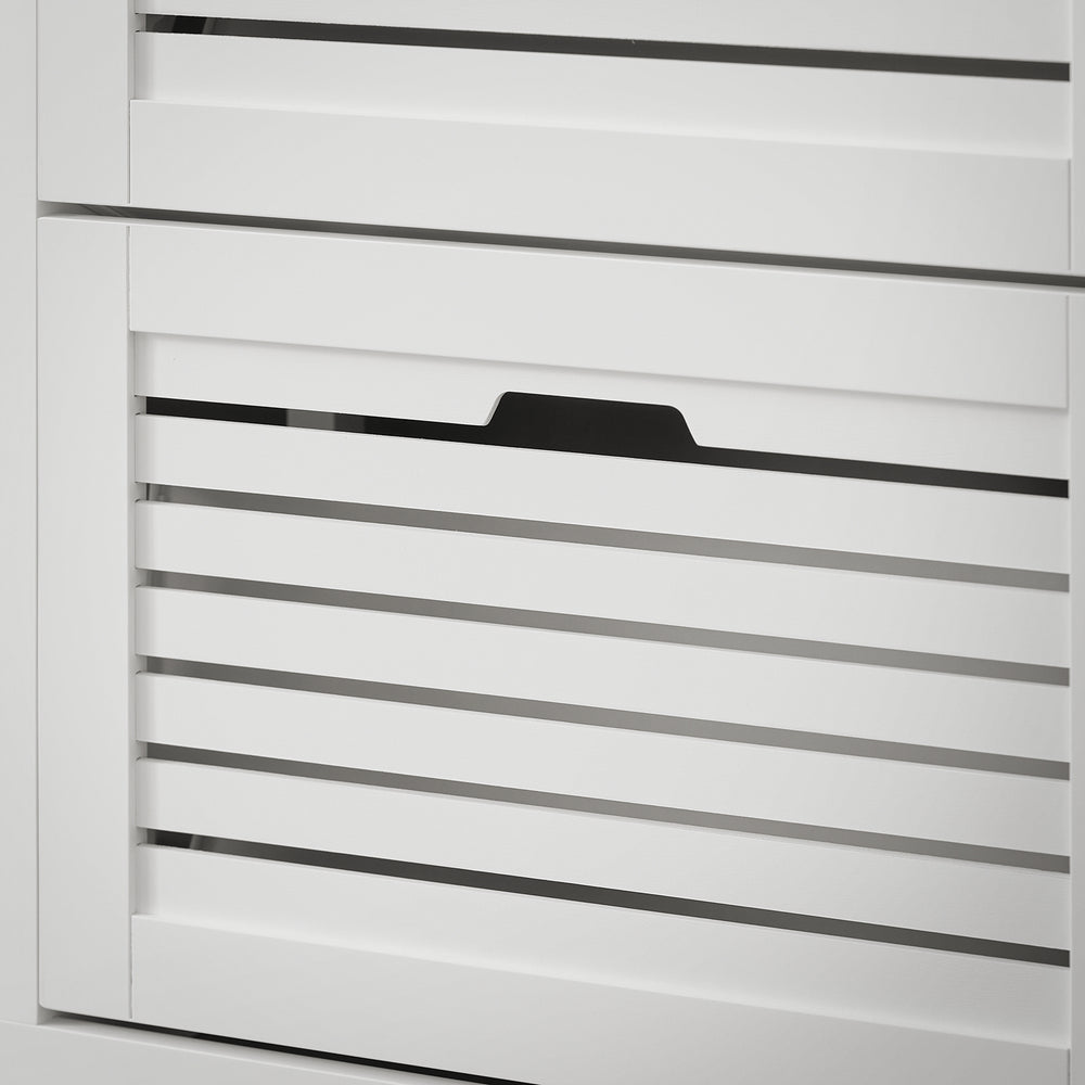 SoBuy FSR145-W Schoenenkast Met 6 Kleppen, Schoenencommode Met 2 Haken, Schoenenrek, Schoenenkist, Gangkast