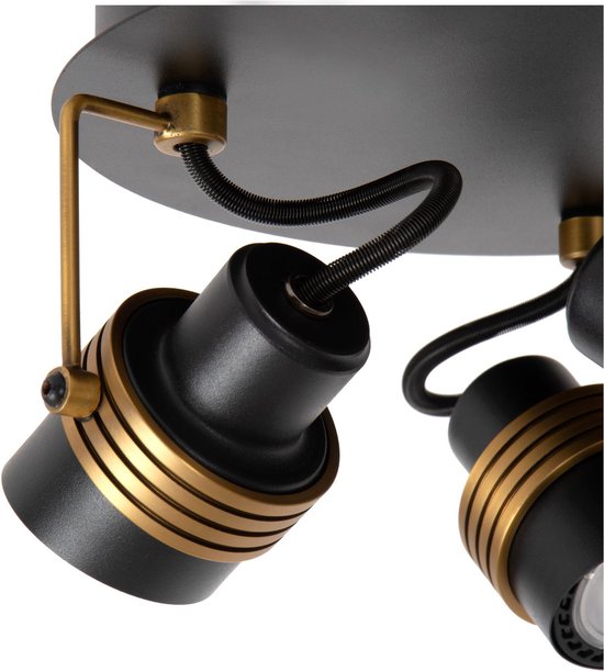 Lucide TUNDRAN - Plafondspot (Plafondlamp) - Ø 21 cm - 3xGU10 - Zwart