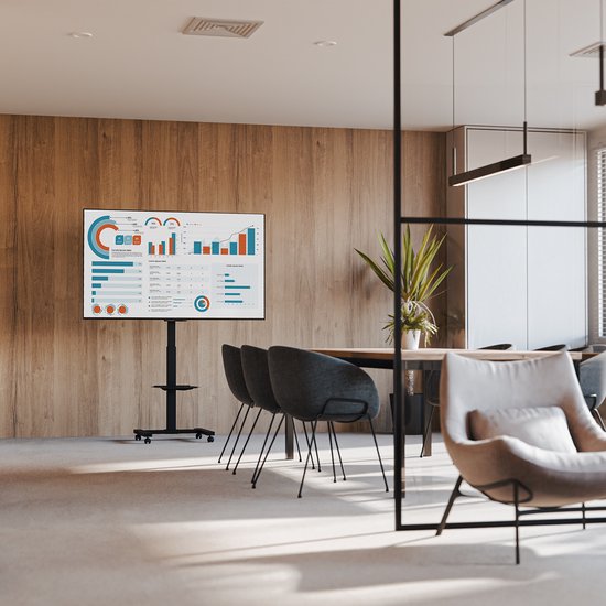 Auronic TV Standaard Verrijdbaar voor 32 tot 75" TV's - TV Voet op Wielen - Universeel - In Hoogte Verstelbaar - Draaibaar - Kantelbaar - Voor 55", 65" en Meer - Zwart