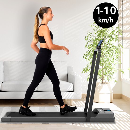 Brixy Loopband voor Thuis - Bluetooth - 1-10 km/u - Inklapbaar - 120 x 53 x 12 cm - Antraciet - Zwart
