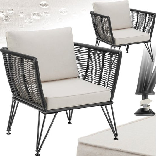 tectake® 2-delige Set Tuin Lounge fauteuils Sundo in Rope-Design – Comfort en Stijl - loungestoelen