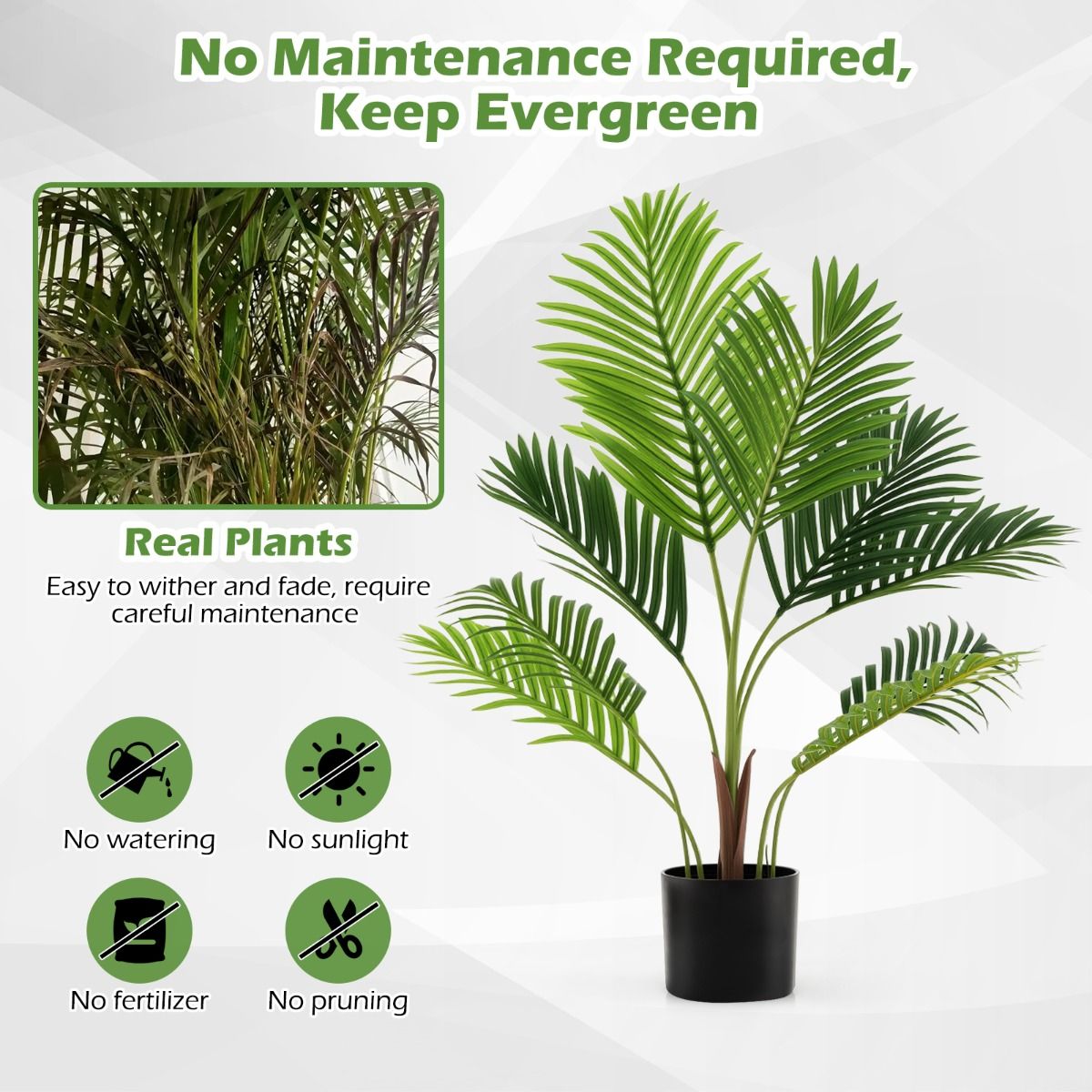 Coast Kunstmatige Areca Palm Set - 2 stuks - levensecht - onderhoudsvrij - groen - 90 cm