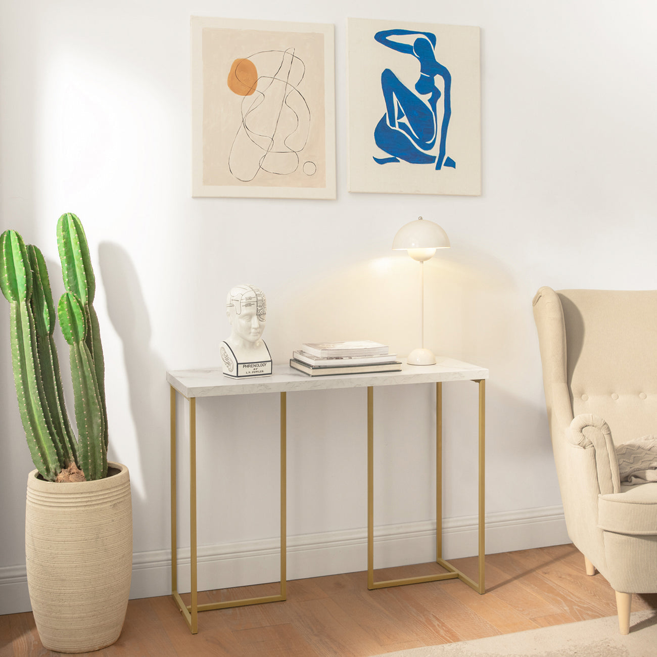 SoBuy Bijzettafel - Hoogwaardig - Ijzeren Frame -100 x 40 x 80 cm