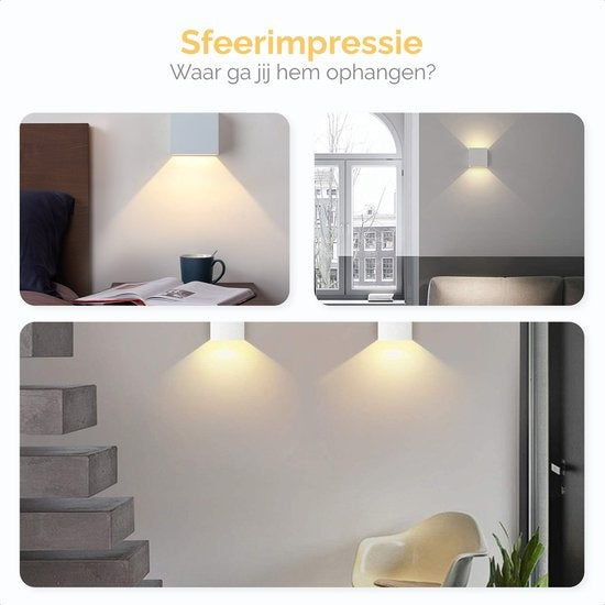Goliving lamp – Wandlamp wit binnen en buiten – Kubuslamp industrieel – Waterdichte LED-verlichting - Energiezuinig en roestvrij - 10 x 10 x 10 cm