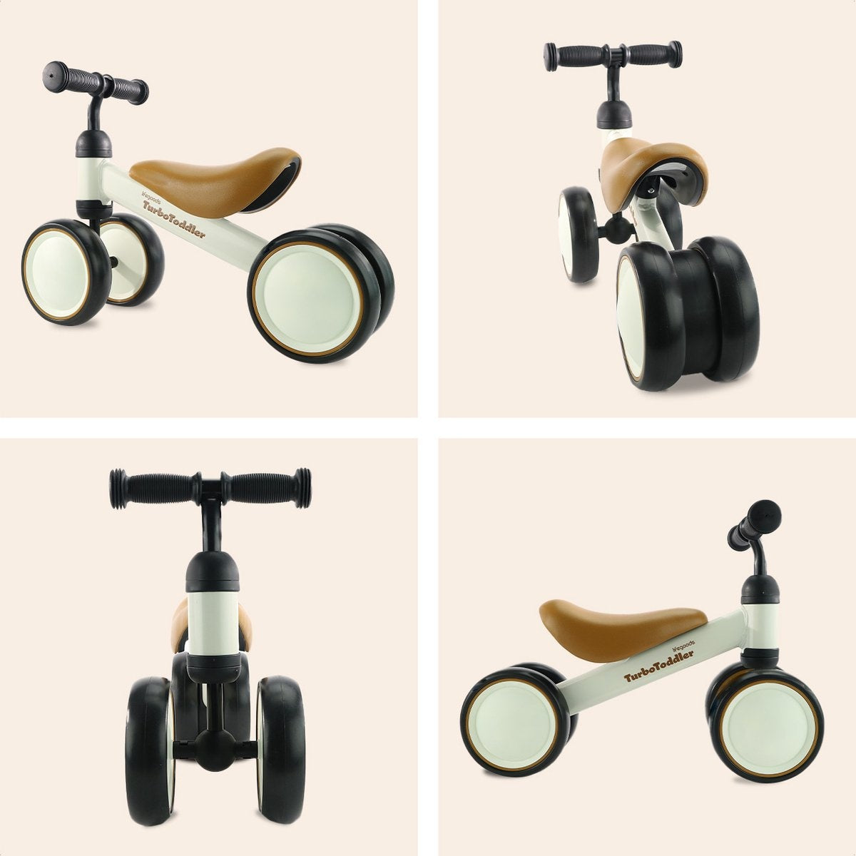 LifeGoods - TurboToddler Loopfiets - Vanaf 1 jaar - Kinderstep - Crème