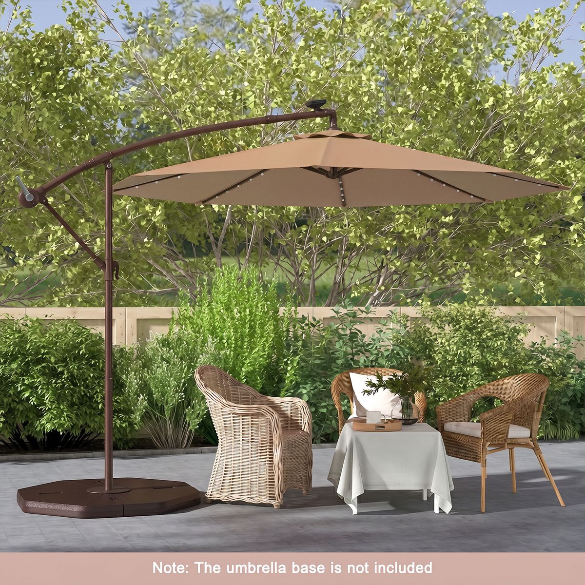 Coast Hangparasol op zonne-energie - 40 LED lampen - draaibaar en kantelbaar - bruin - 300 x 300 x 250 cm