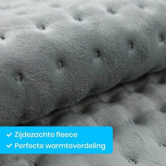 Auronic Warmtekussen Elektrisch - XXL - 60x30cm - Nek en Schouders - Wasbaar - Heating Pad - Elektrisch Kussen - Grijs