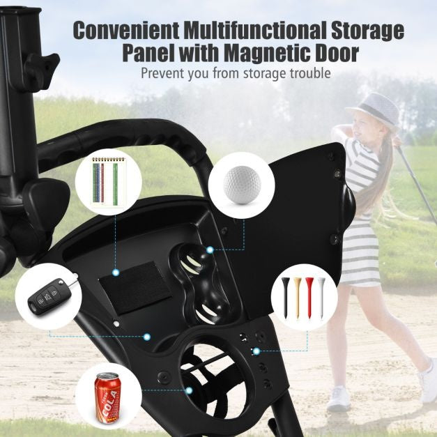 3 Wielen Golf Duwkar Snel Vouwen Golf Lopend Duwkar Golftas Houder Golftrolley voor Golfclubs Golftrolley