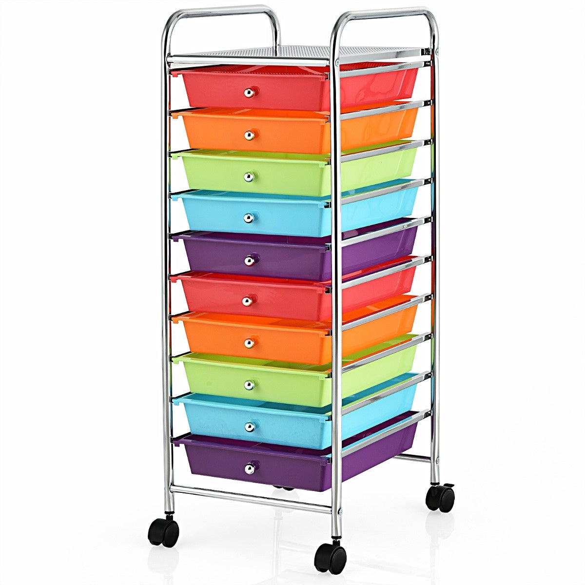 Coast Trolley Badkamerdrol Container Zijdige trolleys met 10 laden 33 x 37 x 86 cm rood + paars