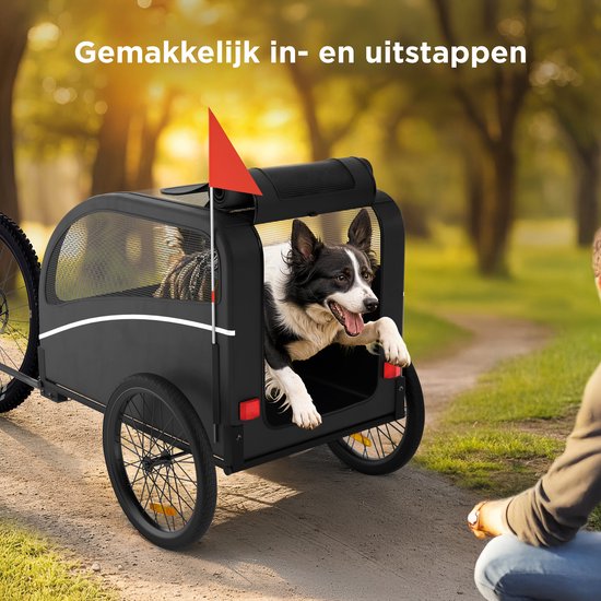 Trevopet® Hondenfietskar - Opvouwbare Fietskar Hond - Hondenkar - Geschikt voor E-Bikes - Tot 40 kg - Voor Middelgrote & Grote Honden - Zwart