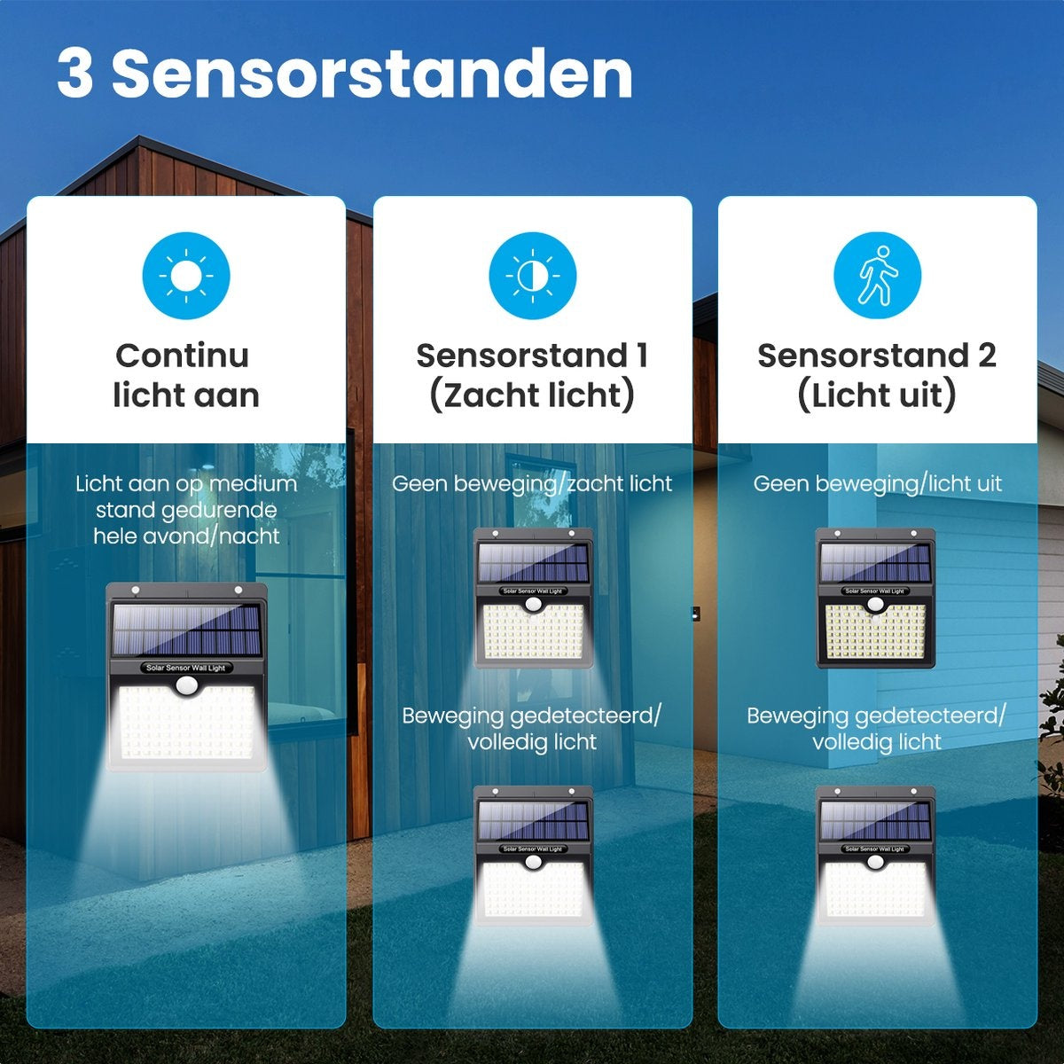Auronic Solar Buitenlamp met Bewegingssensor - Tuinverlichting Op Zonne-energie - Wandlamp - 97 LED's - IP65 - 2 Stuks - Zwart