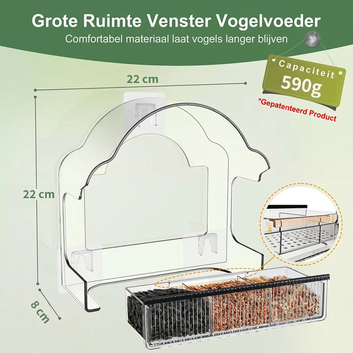 Blinkit 0162 Raamvoederhuisje - Acryl - 6 Zuignappen