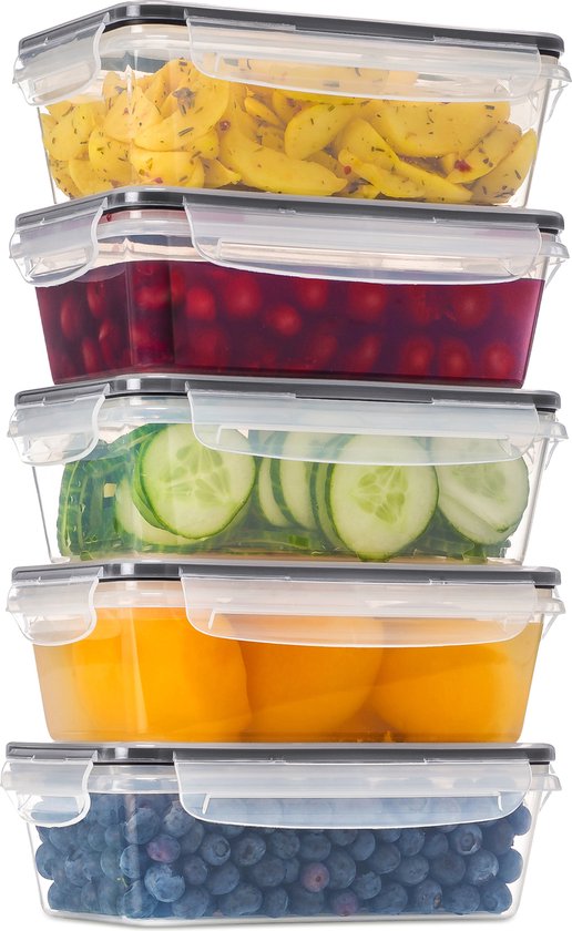 Stosh Vershoudbakjes - Meal Prep Bakjes - Diepvriesbakjes - 5 Stuks - 1L - Plastic - BPA vrij