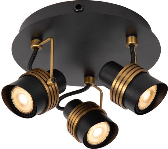 Lucide TUNDRAN - Plafondspot (Plafondlamp) - Ø 21 cm - 3xGU10 - Zwart