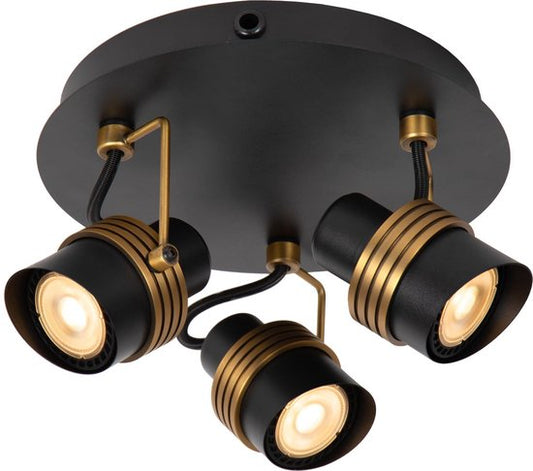 Lucide TUNDRAN - Plafondspot (Plafondlamp) - Ø 21 cm - 3xGU10 - Zwart