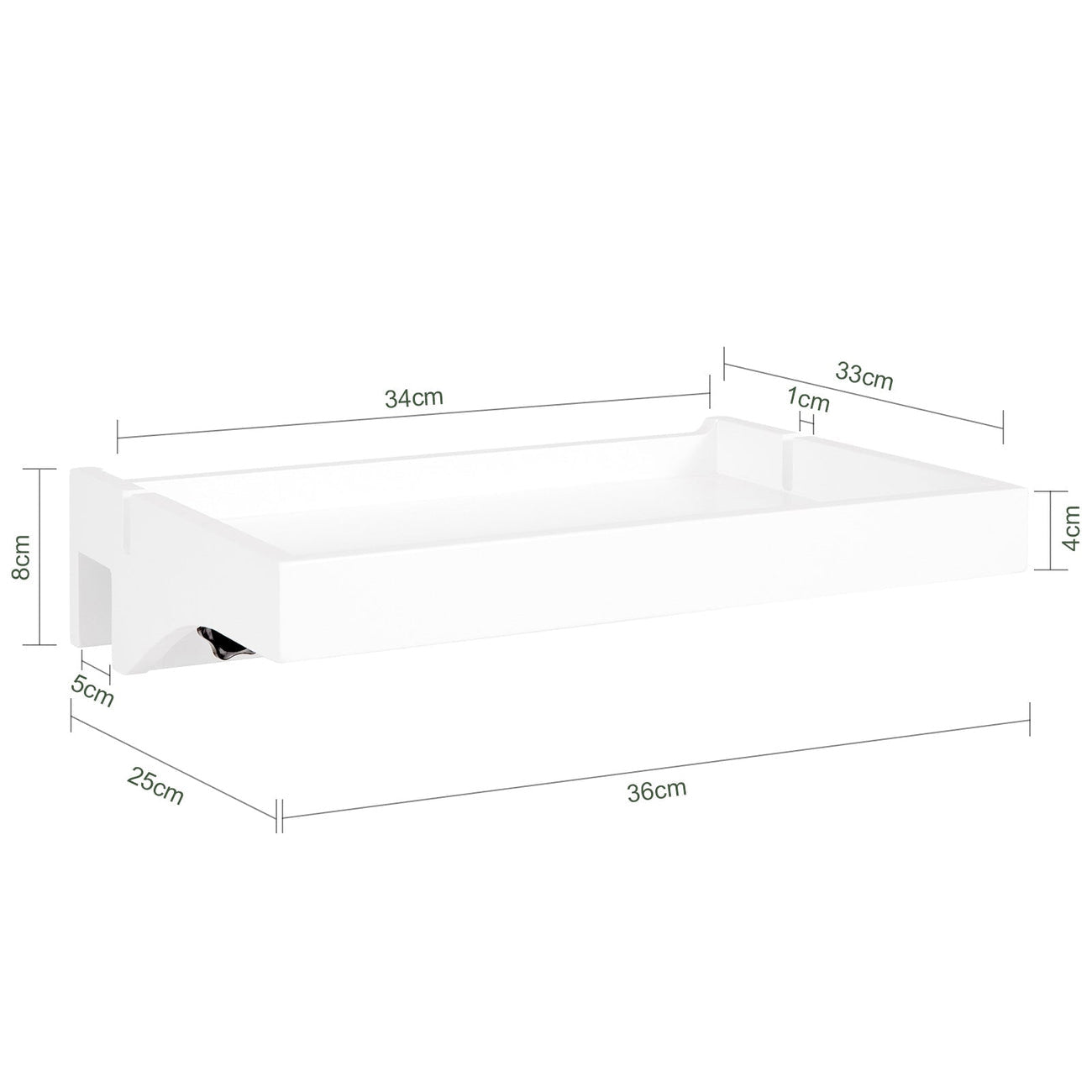 SoBuy Bedplank - Bamboe - Zwevend - Max 2,5 kg - 36 x 8 x 25 cm - Wit