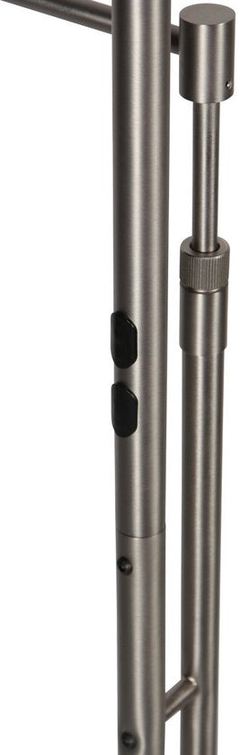 Staalkleurige vloerlamp 4386ST - Soleil 2 met draaibare en kantelbare arm, 185 cm hoog, modern staal, 6500 lumen, Steinhauer Exclusive