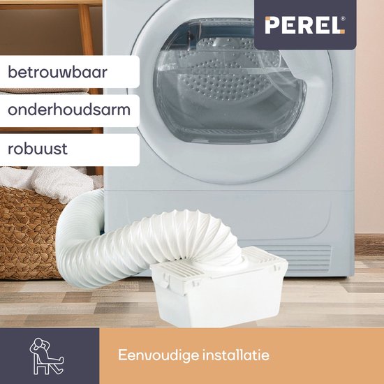 Perel Universele condensopvangbak, voor droogkast zonder afvoer, incl. 1.5 m slang en 2 slangklemmen, wit