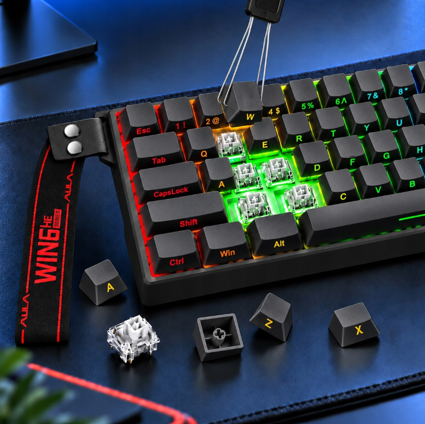 AULA WIN60 HE Gamingtoetsenbord - 60% Compact - Magnetische Switches - 8000 Hz - Rapid Trigger - RGB - 30,2 x 10,9 cm
