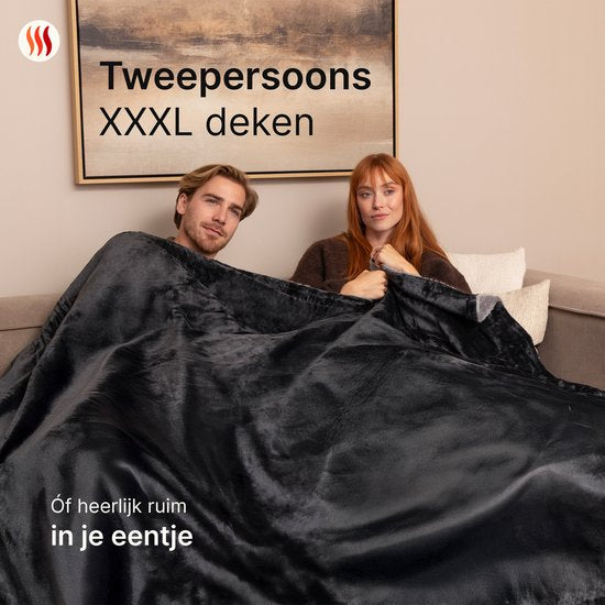 Seranova Elektrische Deken 3XL - Extra Warmtedraden - Premium Model - 200x180 cm - 2 persoons Warmtedeken - Dubbelzijdig Fleece Sherpa - Grijs