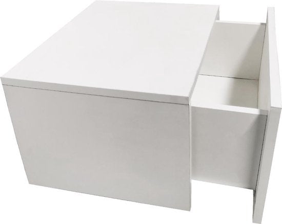 Zwevend nachtkasje - hangend halkastje - met lade - 50 cm breed - wit