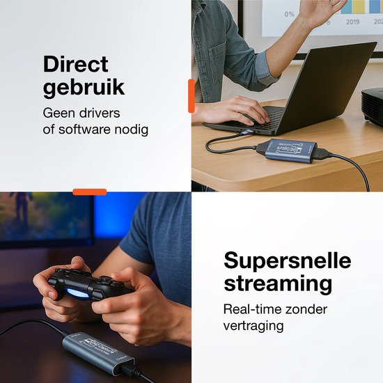 Skoov HDMI Capture Kaart Incl. USB-C Adapter - Video/Spel Opname - HDMI naar USB - 1080P HD - Cam link - Video grabber - Streamen