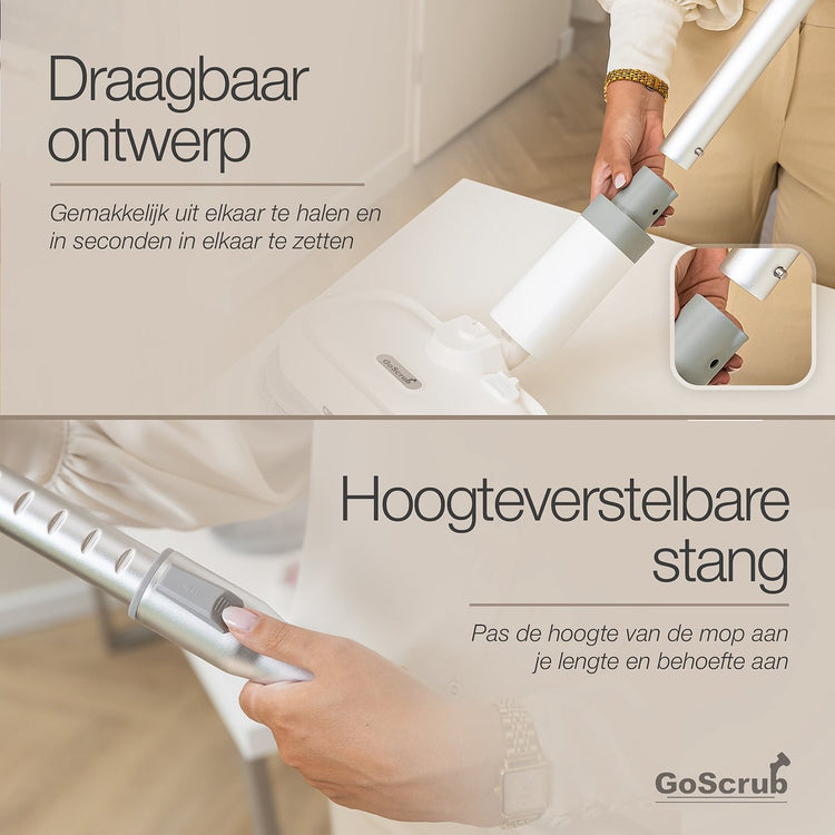 GoScrub® Draadloze Elektrische Dweil - Vloerreiniger voor Harde en Houten Vloeren - Stille en Wendbare Mop - Efficiënt Dweilsysteem met Oplaadbare Accu