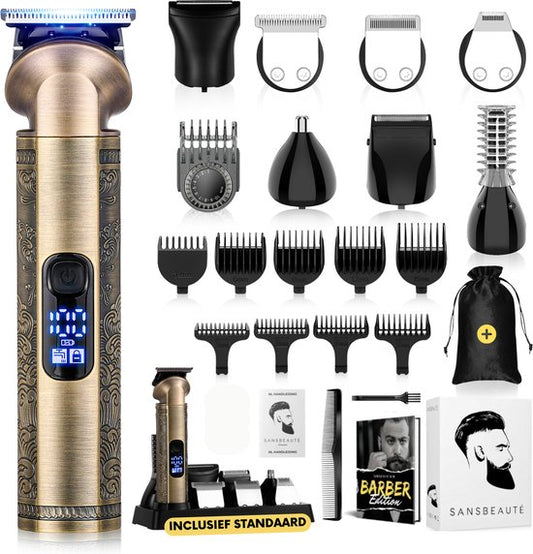 8-in-1 Baardtrimmer Mannen + Travel Bag - Trimmer voor Baard en Lichaam - Incl. 8 opzetstukken - Bodygroomer Mannen - Bodytrimmer Heren - Haar trimmer - Tondeuse - 0.5-15MM - Neus en Oor - Trimapparaat - Baard Machine - Multigroomer