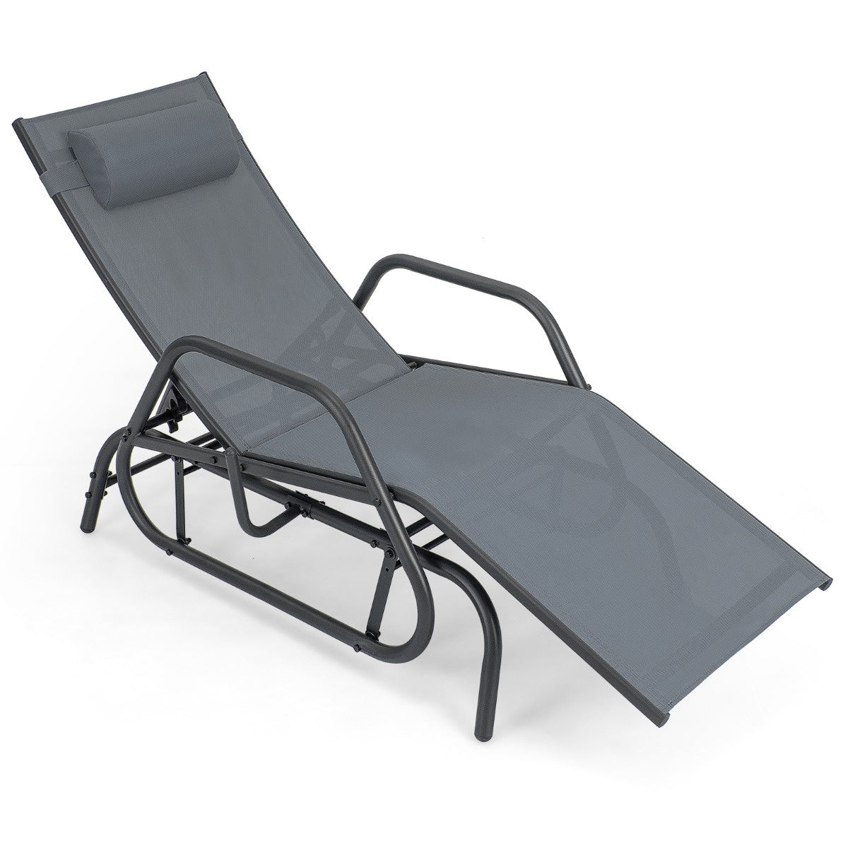 Coast Sun Lounger met schommelfunctie tuinlounder met verstelbare rugleuning grijs