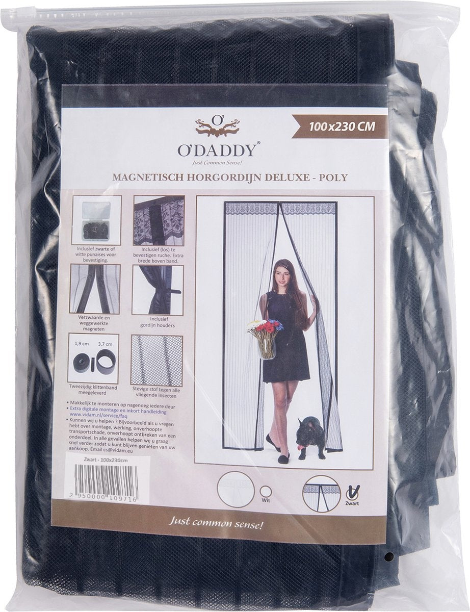 O’DADDY® Deurgordijn – Vliegengordijn - Magnetisch - Deurhor Deluxe 100 x 230 cm – Zwarte Hor – Horgordijnen - Hordeur