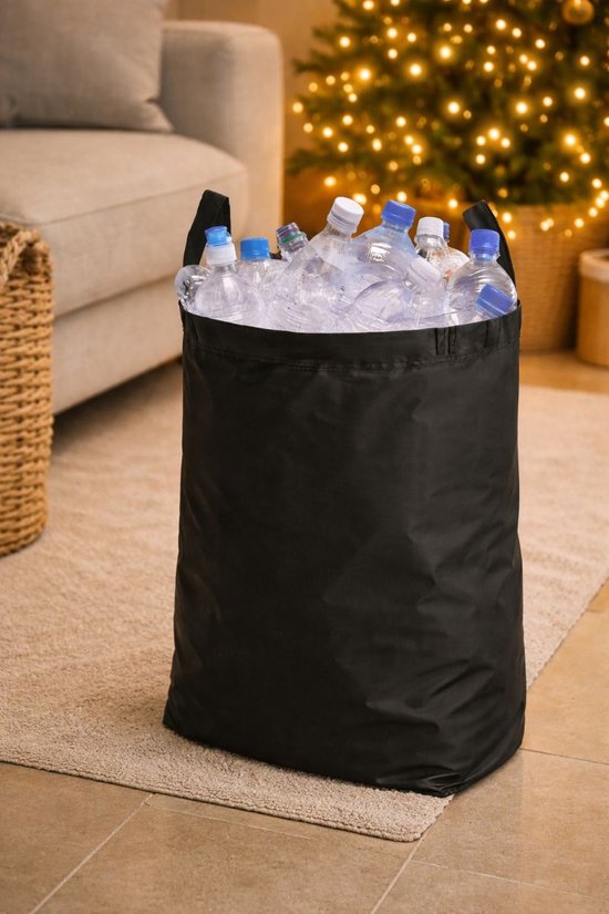 Ceruzo Statiegeld Container – 100L – Met Uitneembare Lege Flessentas – Opvouwbaar – Zwart