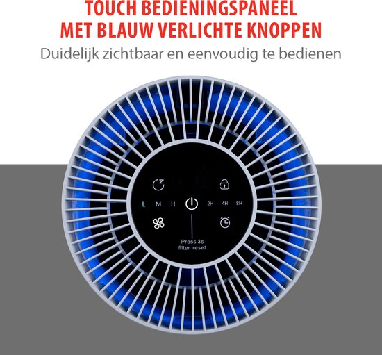 alpina Luchtreiniger met HEPA Filter H13 - Air Purifier met Ionisator voor Ruimtes 5-10 m2 - Lucht Reiniger 60 m³/h - Air Cleaner met 3 Snelheden - 230V/12W - Wit