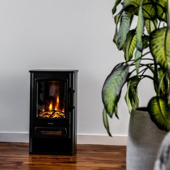 MOA Elektrische Haard EFS183 – Sfeerhaard & Heater – 2000W – Realistische Vlammen – Plek Voor Decoratiehout – Zwart