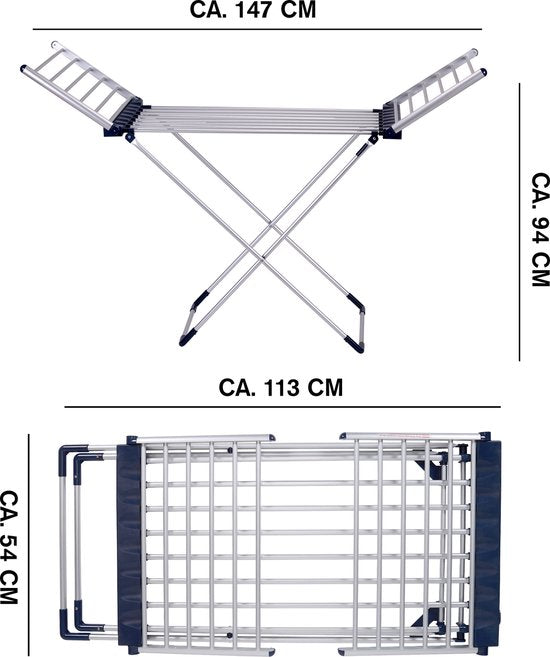 Dirt Devil Elektrisch droogrek - 230W - 45-55 ºC - Waterbestendig - 147x54x94 cm