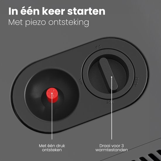 Auronic Mobiele Gaskachel - met Wieltjes - tot 60 m² - 4100W Heater - Inclusief Gasdrukregelaar en Gasslang - Grijs