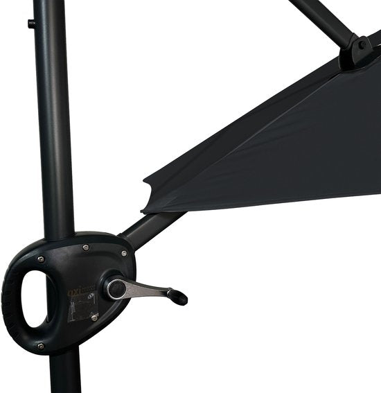 AXI Solea Zweefparasol Ø 300cm Antraciet/grijs incl. Hoes – Gepoedercoat frame met kruisvoet – 360° Draaibaar – UV werend doek