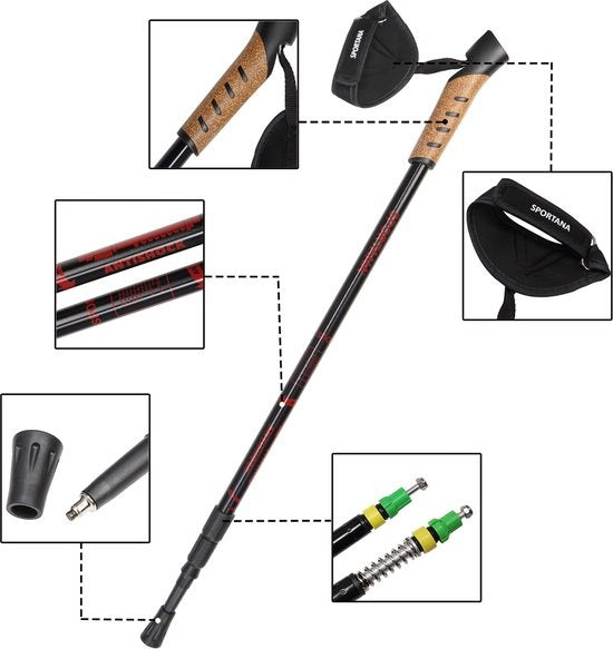 Nordic Walking Stokken – Telescopisch 2 Paar – Rood