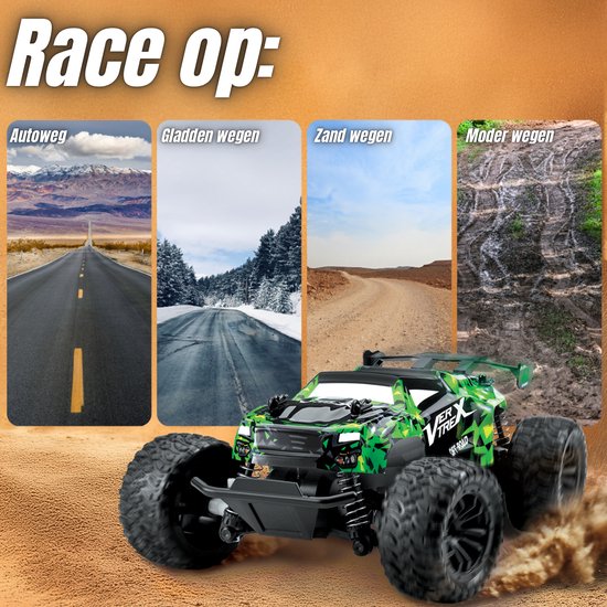 Vertrex Outlander RC Bestuurbare Auto - Afstandsbestuurbare Race Speelgoed - Volwassenen & Jongens - voor Buiten - Radiografisch Afstandbestuurbaar - Groen
