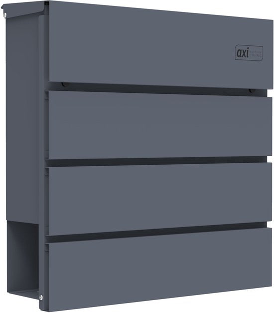 AXI Jake Brievenbus van Metaal – Antraciet – Stalen Brievenbus met Slot – Wandmodel –37x11x37 cm – Inclusief 2 Sleutels – Met Krantenhouder – Weerbestendig